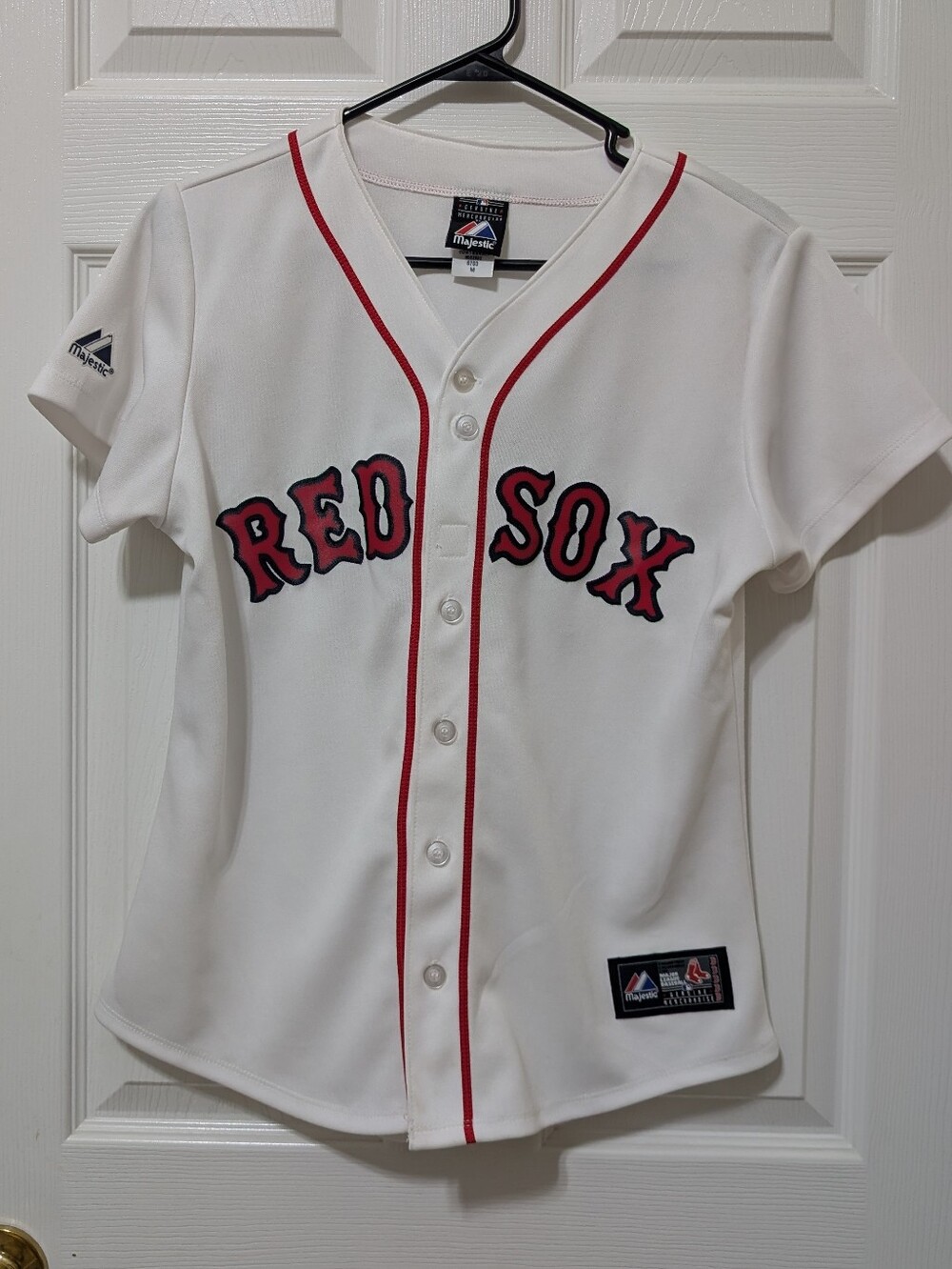 Majestic White & Red Red Sox Baseball Jersey Size M
